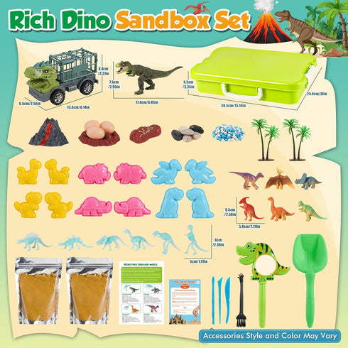 2.2lbs 3 4 5 6 7 8 FRUSE Dinosaur Sensory Bin Toys,Play Sand Art Kit with Sensory Play Sand,Glow in The Dark
