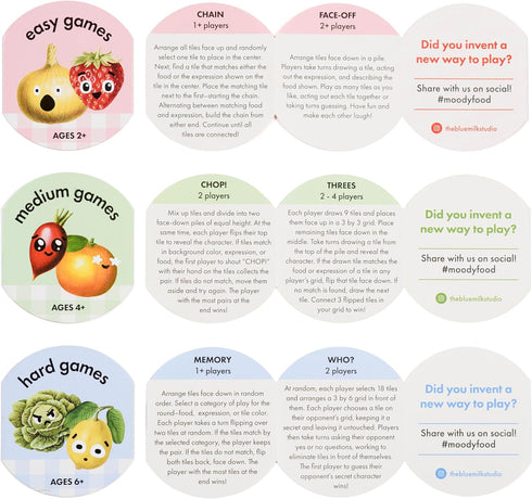 BlueMilk Moody Food by Chunky Deli - A New Twist on 6 Classic Card Games for Family Game Night