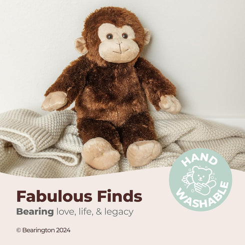 Bearington Collection 15-Inch Monkey Stuffed Animal Plush Toy - Soft & Washable Swings Monkey for Babies & Toddlers