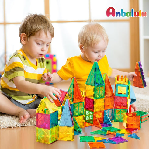 Magnetic Building Tiles Set, 3D STEM Stacking Toys, Magnet Building Blocks for Kids Boys Girls