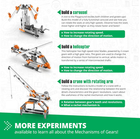 Engino STEM Toys - Construction Toys for Kids 9+, Mechanics Gears & Worm Drives, Educational Gifts for Boys & Girls