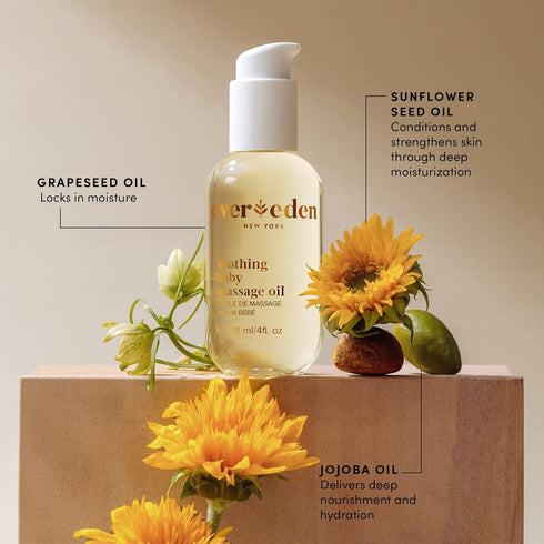 4 oz. Evereden Soothing Baby Massage Oil fl | Clean Baby Care | Non-toxic and Fragrance Free | Clean Ingredients