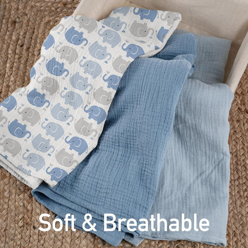 GLLQUEN BABY 3-Pack Muslin Swaddle Blankets for Boys and Girls, Unisex Newborn Receiving Baby Essentials, Gift Registry