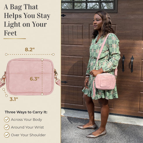 STALL 20-30 Crossbody Diaper Bag Purse with Wipes Dispenser - Stylish Vegan Leather Baby Wipes Holder Clutch for Women