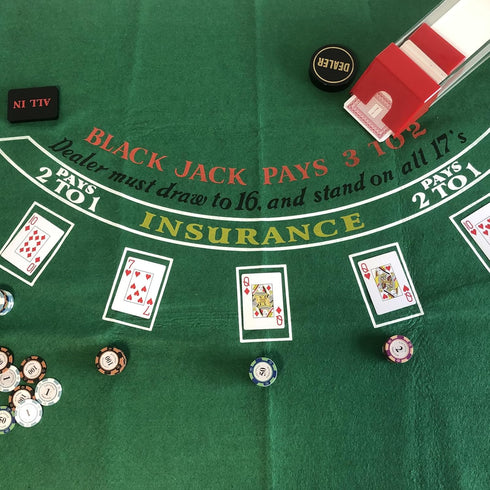36" 72" Blackjack Table Top Felt Layout - x Rectangle Las Vegas Style Green Casino Poker Table Cover Mat, Great