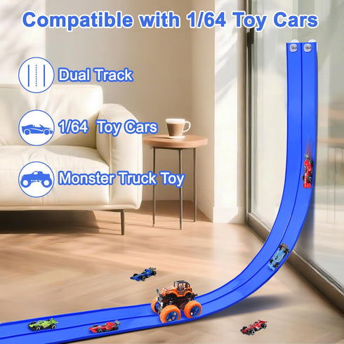 HACOCOLA 15 Set 6 Ft Flexible Race Track with Toy Cars for Kids