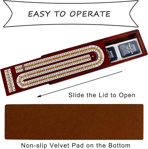 Set, 3 9 2 Sets Juegoal Upgrade Wood Cribbage Board Game Solid Wooden Continuous Track Board with Larger Storage Area