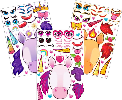 JOYIN 36PCS Make a Face Stickers for Kids, 9.8"x6.7" Unicorn Stickers, Party Favors Crafts, Goodie Bags Stuffers