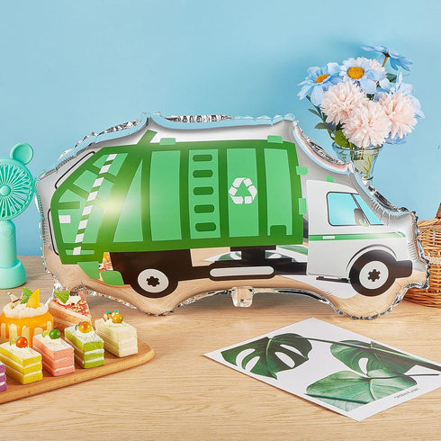 12 Pack Garbage Truck Foil Balloons, Trash Truck Birthday Party Decoration & Baby Shower Party Favor Supplies