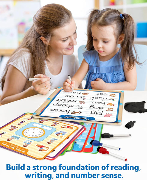 1-100 3-8 Coogam Handwriting Hundred Board, Math Manipulative Wooden Montessori Number Toys, Alphabet Writing Practice