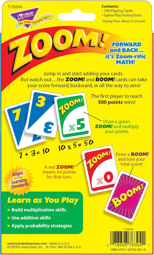 Trend Enterprises Zoom! Multiplication Card Game - 1 to 4 Players, Ages 9 and Up, Build Multiplication Skills