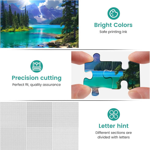 500 Pieces Jigsaw Puzzle for Adults, Mountain Forest Lake Puzzle, Gift for Family, Home Decor 20.5 x 15 in