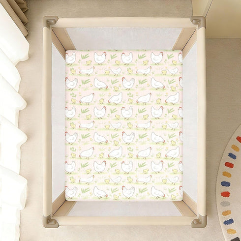 miaozhen 1 Pack 52x28 Cotton Crib Sheets for Baby Boys Girls Soft Animal Rustic Farm Flower Pink Stripe Muslin Crib