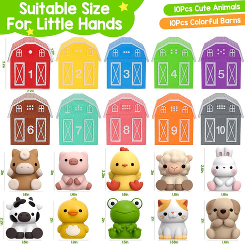 KMUYSL Learning Toys for 1-3 Year Old - 20 Pcs Animals Toy for Counting Skill and Color Matching Gift