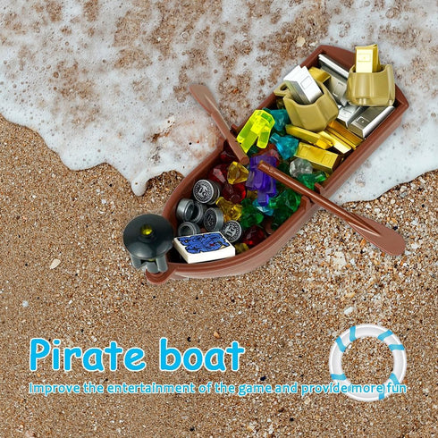 Money Treasure Chest City Bank Accessories, Building Block Pirate Ships, Maps, Dollar Gems, Bricks, and Cash Parts