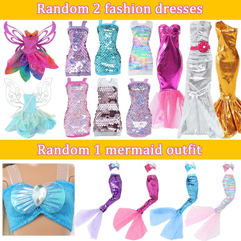 60pcs Doll Clothes & Accessories, Fashion Dress, Wedding Gowns, Daily Outfits & Dollhouse Accessories for 11.5 Inch