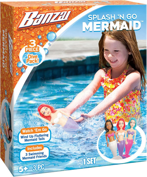 BANZAI 3 Piece Splash 'N Go Mermaid Dive Set - Water/Pool Toy