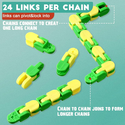 80 Packs Color(24 Yunsailing Wacky Tracks Snap Fidget Finger Sensory Snake Puzzles Bike Track Chain Toy Bulk Fidget