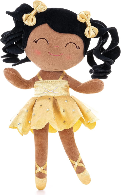 Gloveleya Baby Dolls Soft Snuggly Ballerina Doll - 14-Inch Plush Tanned Ballet Doll with Lace Mesh Dress
