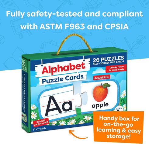 Alphabet Puzzle Games for Kindergarten, 26 Pairs Self-Correcting ABC Puzzle Matching Game for Toddlers