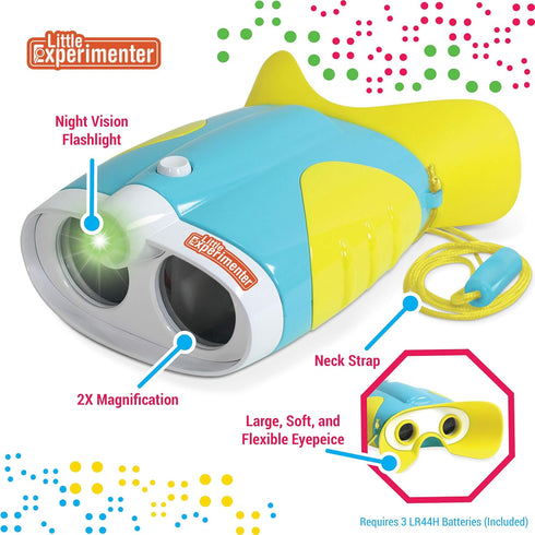 Night Vision Binoculars for Kids & Toddlers - Outdoor Exploration Toys, Binocular + Flash Light, Educational STEM Gifts