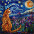 Cat Puzzles for Adults 1000 Pieces, PICKFORU Stained Glass Puzzles Feature Purple Iris Flowers, Starry Night, Moonlit Cat Flower Jigsaw Puzzle for Cat Lovers