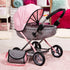 Bayer Dolls 4-in-1 Toy Baby Doll Pram Stroller Cosy Set, Fits Dolls Up to 18" (Pink/Grey)