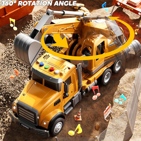 3-5 4-6, 2-4 4-7 1-3 JUKUDAHU Excavator Toys for Boys Aged Play Excavator with Light and Sound, Toy Truck Construction