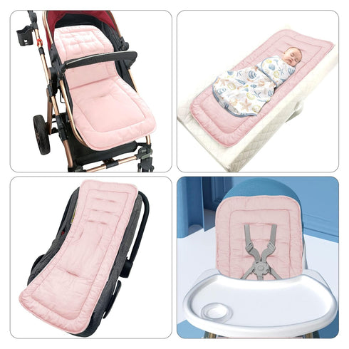 Baby Stroller Cushion - Universal Soft Infant Car Seat Insert, 100% Cotton Cover, Grey and Pink, 34x78cm, 1 Pack.