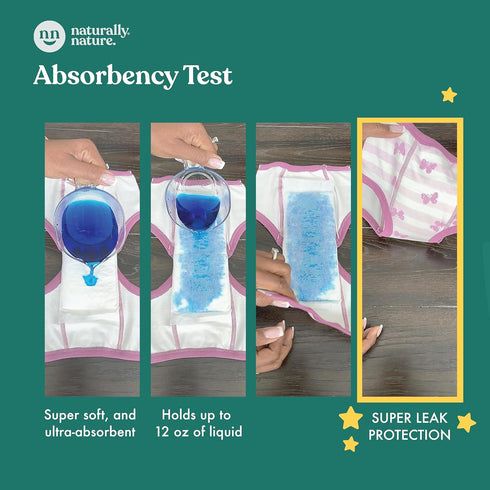 2T-5T, 32 Naturally Nature Potty Training Diaper Booster Pads for Toddlers, Size Super Absorbent Diaper Liners for Day