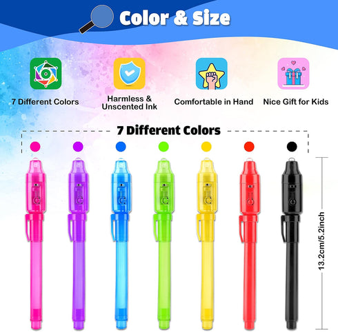 GIFTINBOX Invisible Ink Pen, 28PCS Spy Pen for Kids with UV Light Magic Marker for Secret Messages
