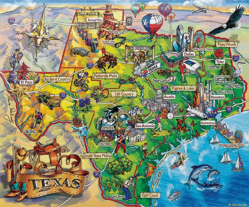 SUNSOUT INC - Texas - 1000 pc Jigsaw Puzzle by Artist Maria Rabinky - 23" x 28"