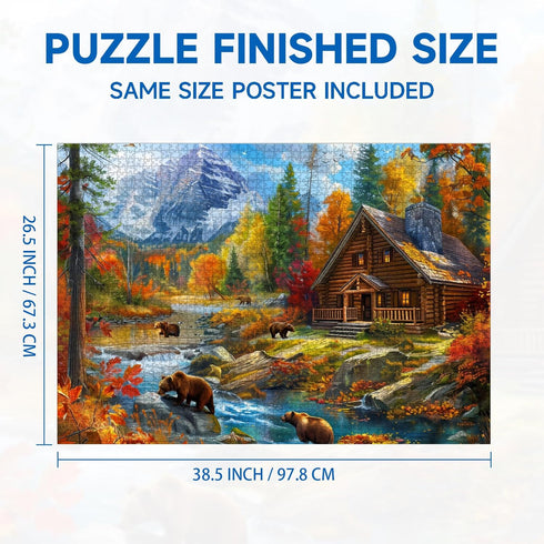 2000 Jigsaw Puzzles Pieces for Adults Families Bear Village Pieces Fit Together Perfectly