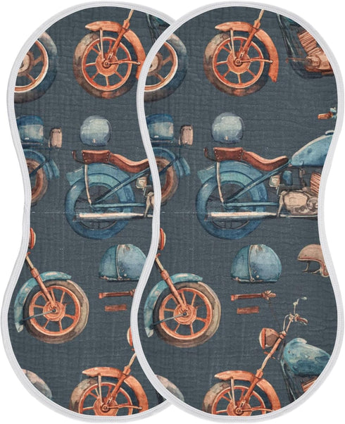 Mazeann Vintage Motorcycle Burp Cloths Baby Boys Girls Absorbent Soft Cotton Burping Cloths