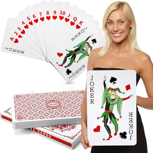 Cholemy Jumbo Playing Cards - 11 x 17 Inches Giant Deck - Large Print Oversized Full Deck for Adults Game, Party