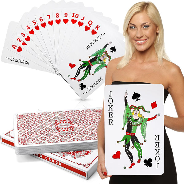 Cholemy Jumbo Playing Cards - 11 x 17 Inches Giant Deck - Large Print Oversized Full Deck for Adults Game, Party