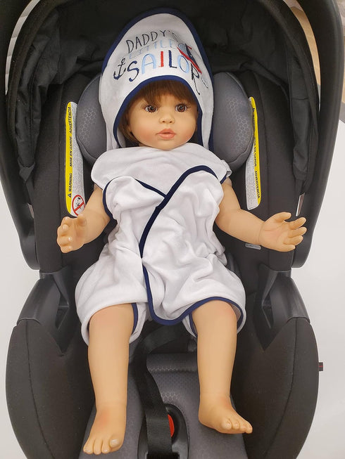 Set 6-12 Baby Hooded Bath Towel and Washcloth for Infants, Boys and Girls Months (Daddy's Sailor)