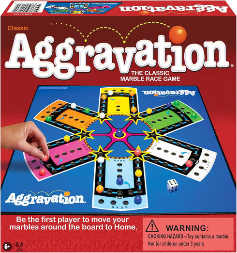 Aggravation With Retro Artwork by Winning Moves Games USA, the Classic Marble Race Game, Great For Kids, for 2 to 6 Players, Ages 6+