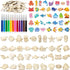 gisgfim 36Pcs Wooden Magnet Painting Craft Kit DIY Wooden Ocean Animal Magnets