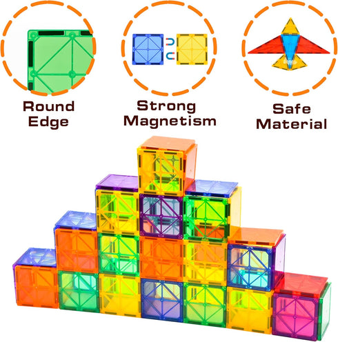 64PCS Set, CuteTiger Magnetic Tiles, Magnet Building Toys, Magnetic Building Stacking Blocks, Perfect STEM Toys Gift