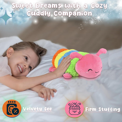 Forest & Twelfth 20" Plush Caterpillar Toy, Soft and Cuddly Hungry Caterpillar for Kids' Bedroom, Nursery, Play Area