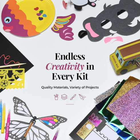 20 Packaged Arts & Crafts Kit for Kids, All-Inclusive, No Mess Craft Kits & Supplies for Boys & Girls DIY Creative
