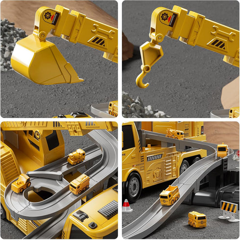 NIPLOOOW 2 1 Playset, Set 3 4 5 6 in Construction Cranes Truck Toy Engineering Excavator Track with Crane, Excavator