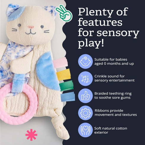 0 Itzy Ritzy - Bitzy Crinkle Sensory Toy for Babies & Toddlers Features Crinkle Sound, Soft Braided Teething Toy Ring