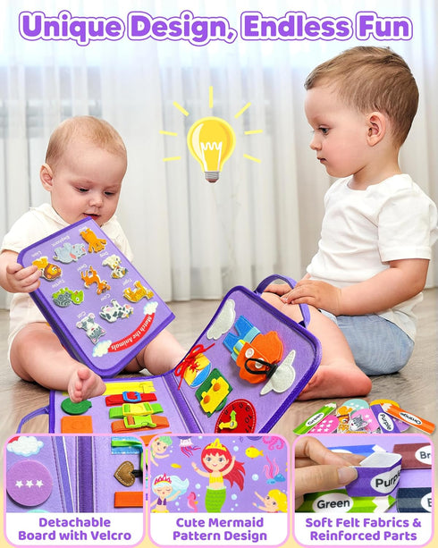 Walenty Busy Board Montessori Toys for Toddler Boy Girl Birthday Gifts, Busy Book Sensory Learning Toys for Toddlers