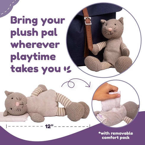 "Cat Stuffed Animals Warmie for Kids - 12 Inch Microwavable Plush Pal with Dried Lavender Aromatherapy"