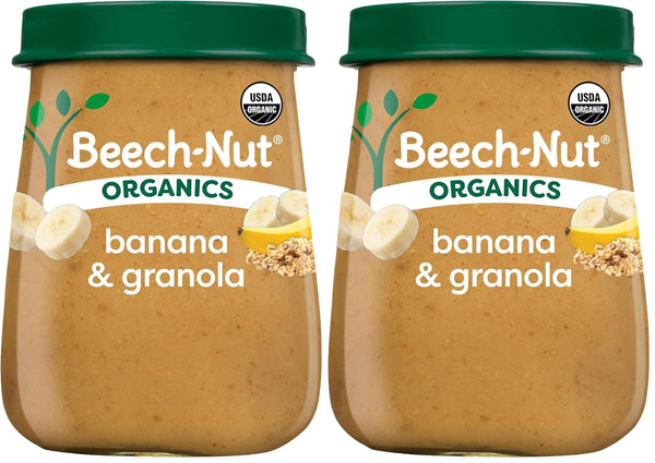 Beech-Nut Organic Baby Food Jars, Organic Banana & Granola Puree, Stage 2