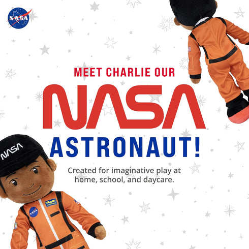 Playtime by Eimmie 14” Charlie NASA Doll, Soft Baby Doll, Plush Rag Dolls for 2 Year Old Girls & Boys, Space Themed