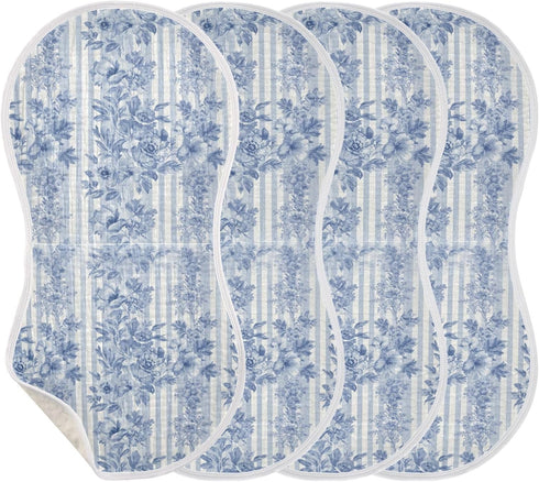 WELLDAY Set 1, 22 11 Inch Muslin Baby Burp Cloths of Soft Absorbent Blue Toile Watercolor Cotton Burping Cloth, Milk