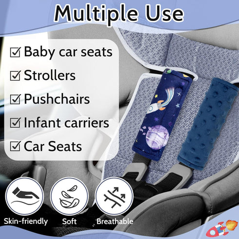 2 Pack Baby Car Seat Strap Cover Outer Space Car Seat Straps Shoulder Pads, Seat Belt Cushions Pads for Infant Car